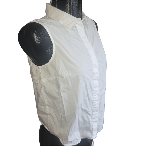 Banana Republic White Sleeveless Button-Up Shirt XS - Picture 2 of 6